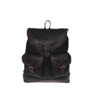 Monbeki Leer Backpack Zwart / Bruine Kleppen