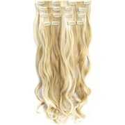 6. Brazilian Clip in hairextensions 7 set wavy blond 